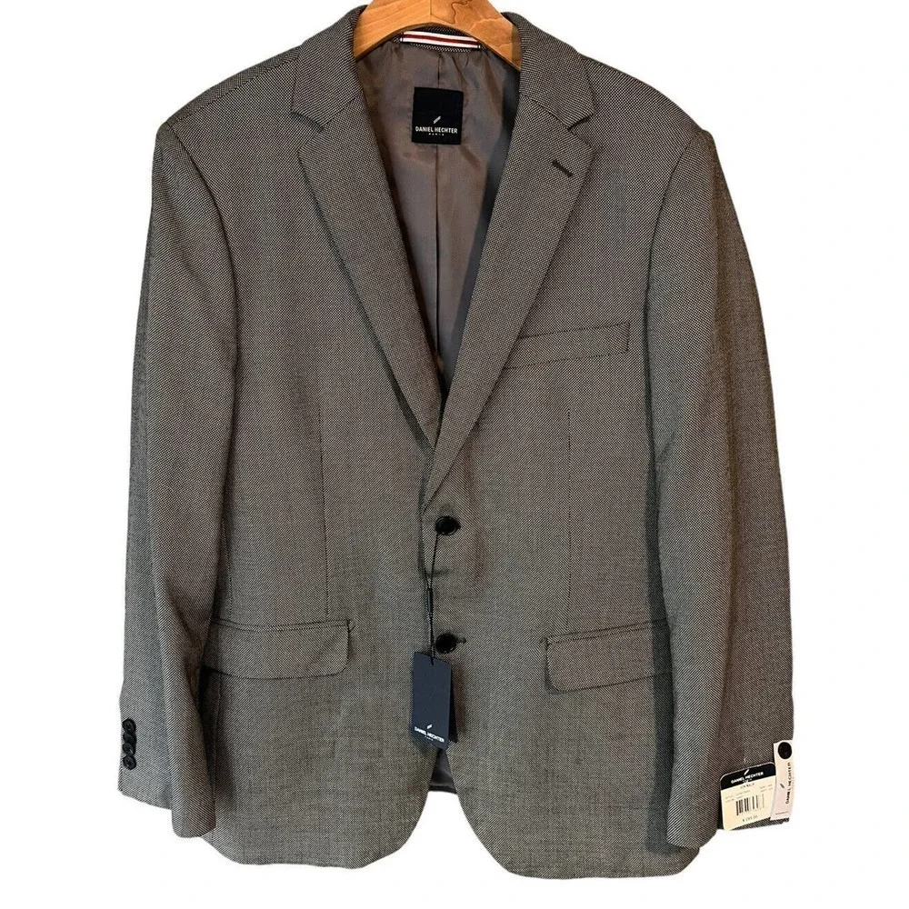 Daniel Hechter Men's 42S Wool Tweed Blazer Gray